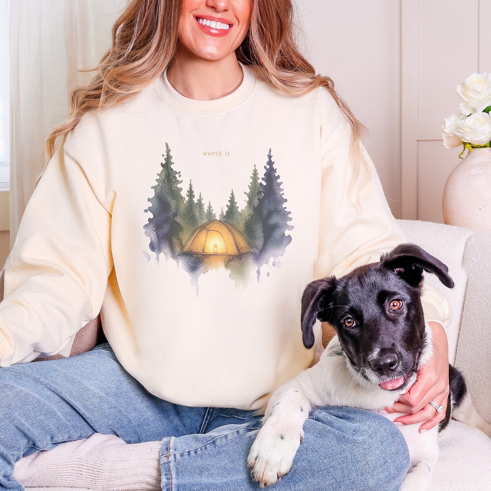 Worth It Glowing Tent in the Pines Sweatshirt